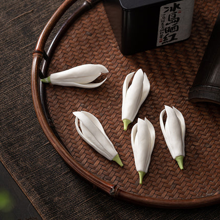 Peekaboo Studio Handmade Ceramic Yulan Magnolia Tea Shelf & Pen Holder