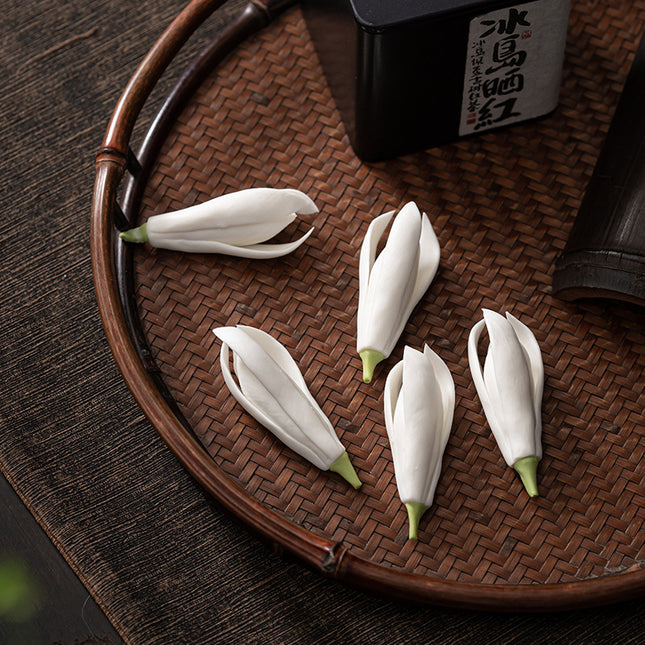 Peekaboo Studio Handmade Ceramic Yulan Magnolia Tea Shelf & Pen Holder