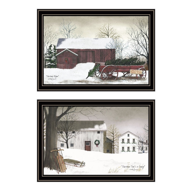 Billy Jacobs 2-Piece Christmas Family Wall Art - Black Framed Prints