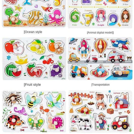 Interactive Montessori Wooden Puzzle Set - Fun Learning Toy for Early Childhood Development