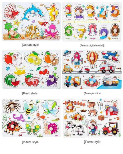 Interactive Montessori Wooden Puzzle Set - Fun Learning Toy for Early Childhood Development