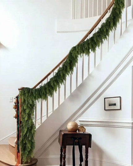 Christmas Pine Needle Garland Soft Rubber Feel Norfolk Pine Cypress Rattan