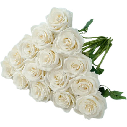 Peekaboo Studio Artificial White Raw Silk Rose - Realistic & Durable