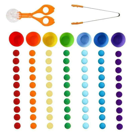 Rainbow Woodland Montessori Educational Toy - Wood & Wool Learning Board