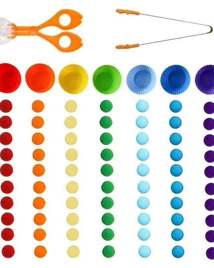 Rainbow Woodland Montessori Educational Toy - Wood & Wool Learning Board