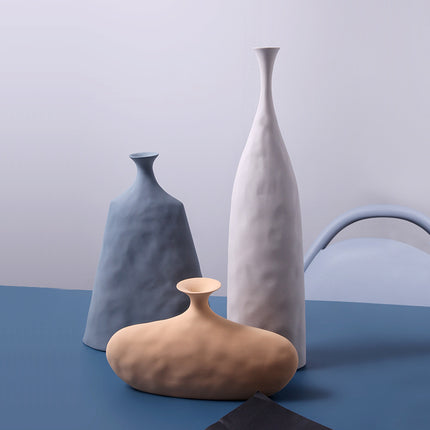 Nordic Style Handmade Ceramic Vase Blue Brown White