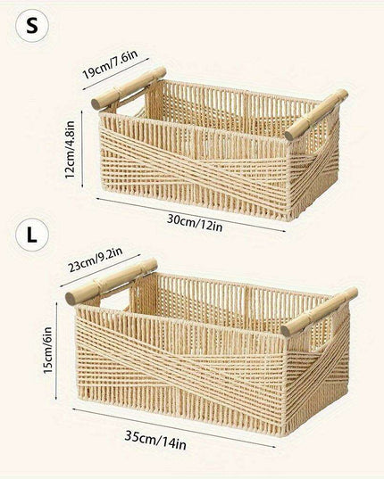 Charming Oversized Wicker Storage Basket with Comfortable Handles - Stylish Open Top Organizer for Any Room