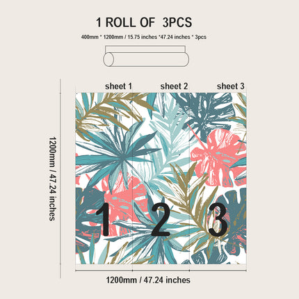 Plant Flower Pattern PVC Self Adhesive Wallpaper Moisture Proof Stain Resistant