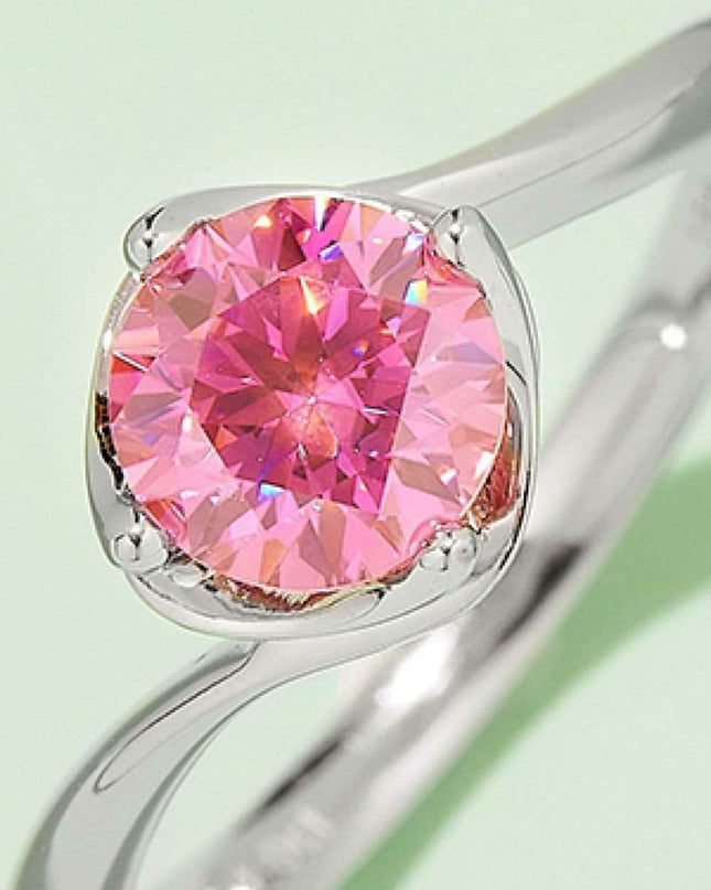 Dazzling 1 Carat Moissanite Sterling Silver Solitaire Ring Set with Certification.