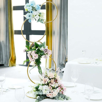 AliKopy 3ft Gold Metal Hoop Flower Stand - 4-Tier Wreath Centerpiece