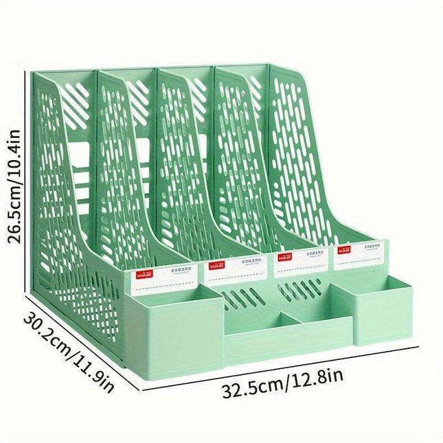 4-Compartment Desk Organizer with Built-in Pen Holder