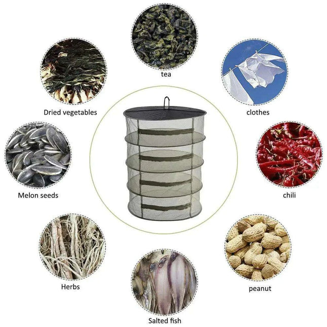 4-Layer Space-Saving Herb & Plant Drying Rack - Collapsible Design