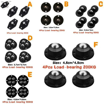 4-Pack Premium Heavy Duty Stainless Steel Furniture Casters with 360° Mobility and Easy Peel-and-Stick Installation (Load Capacity: 20/200Kg) - Très Elite