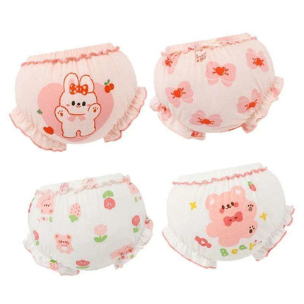 4-Pack Soft Cotton Cartoon Underwear for Baby Girls, Breathable Kids Panties for Ages 1.5-5 Years - Très Elite