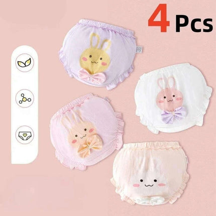 4-Pack Soft Cotton Cartoon Underwear for Baby Girls, Breathable Kids Panties for Ages 1.5-5 Years - Très Elite