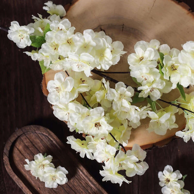 AliKopy 40" Tall Cream Silk Cherry Blossom Flowers - 4 Bushes, Realist