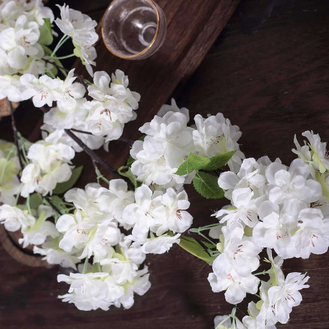 AliKopy 40" Tall White Silk Cherry Blossom Flowers - 4 Bushes, Realist