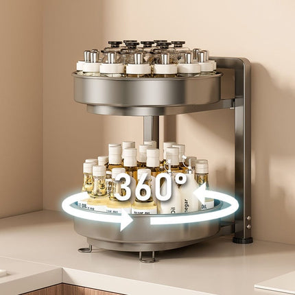 Rotating Spice Rack Organizer Kitchen Countertop Storage Shelf With Spice Jars