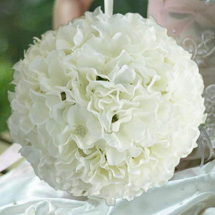 AliKopy 4 Pack 7" Cream Silk Hydrangea Kissing Flower Balls - Realisti