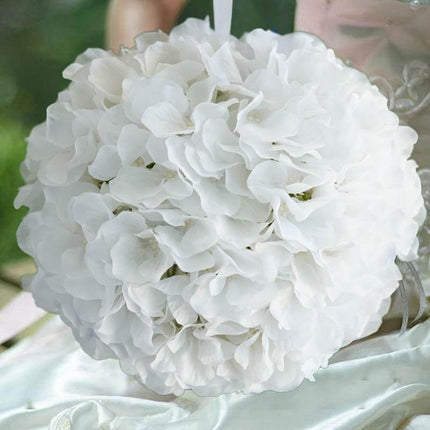 AliKopy 4 Pack 7" White Silk Hydrangea Kissing Flower Balls - Durable