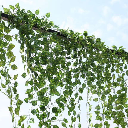 AliKopy 4 Pack Green Pothos Hanging Plants - 3ft Silk Foliage Garland
