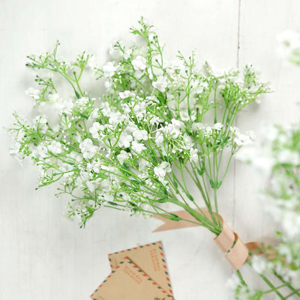 AliKopy 27" White Artificial Silk Babys Breath - 4 Stems, Realistic Lo