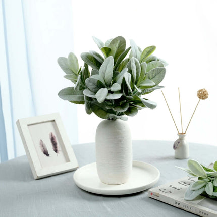 AliKopy 4 Stems Frosted Green Artificial Lambs Ear Plant - Realistic F