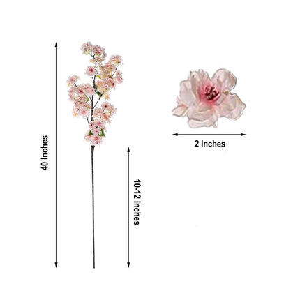AliKopy 4 Bushes 40" Tall Blush Artificial Silk Cherry Blossom Flowers