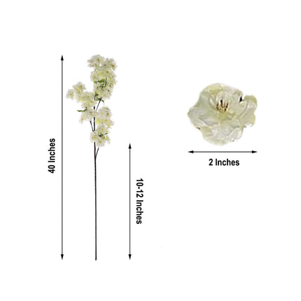 AliKopy 40" Tall Cream Silk Cherry Blossom Flowers - 4 Bushes, Realist