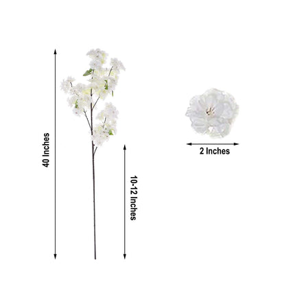 AliKopy 40" Tall White Silk Cherry Blossom Flowers - 4 Bushes, Realist