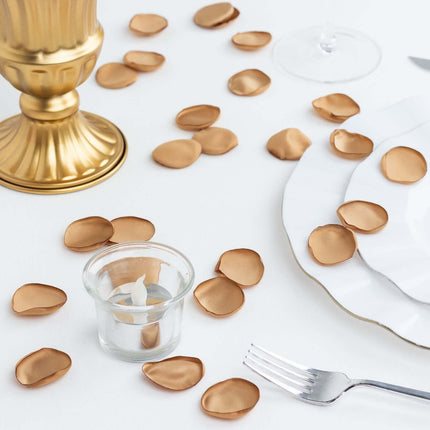 AliKopy 400-Pack Gold Matte Silk Rose Petals - Life-Like Round Confett