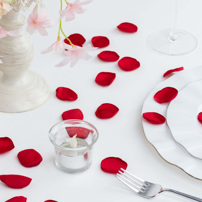 AliKopy 400-Pack Red Matte Silk Rose Petals - Life-Like Flower Confett