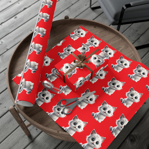 Meow Cat Christmas Customizable Gift Wrap Paper: Elegant Matte & Satin Finishes | Made in USA | Eco-Friendly, 3 Sizes