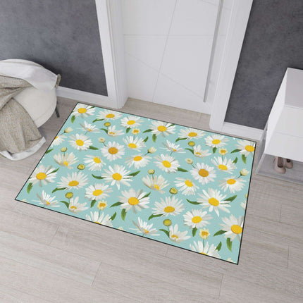 Chic Geometric Chamomile Area Rug with Elegant Black Edging and Anti-Slip Base