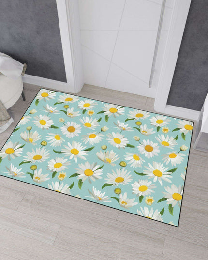 Chic Geometric Chamomile Area Rug with Elegant Black Edging and Anti-Slip Base