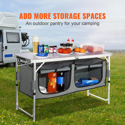 VEVOR Folding Camping Kitchen Table - Quick Set-up, 3 Adjustable Heigh