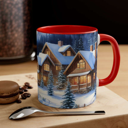 Colorful Holiday Cheer Ceramic Coffee Mug - 11oz Two-Tone Design