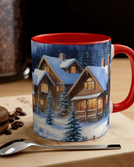 Colorful Holiday Cheer Ceramic Coffee Mug - 11oz Two-Tone Design