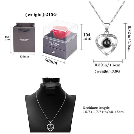 Languages I Love You Necklace Love 520 Projection Pendant Clavicle Cha
