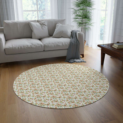 Charming Floral Elegance Round Chenille Rug - Vintage Delight