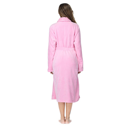RONGTAI Womens Bathrobe Ladies Fleece Plush Warm Long Robes Fleece Nig