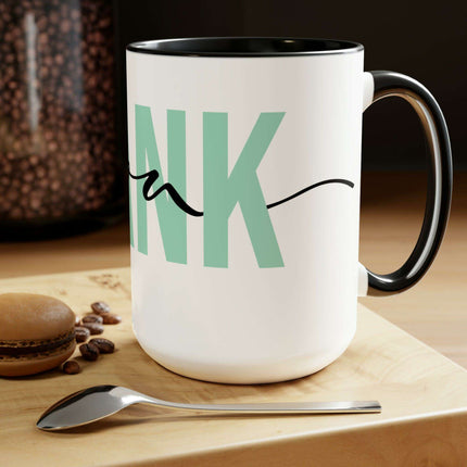 Elegant Duo of Glossy Two-Tone Ceramic Coffee Mugs - Premium Set of 2