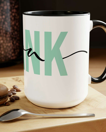 Elegant Duo of Glossy Two-Tone Ceramic Coffee Mugs - Premium Set of 2