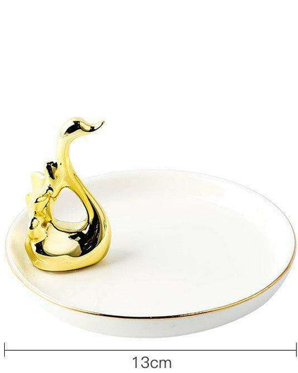 Luxurious Gold Ceramic Jewelry Holder with Hanging Tray