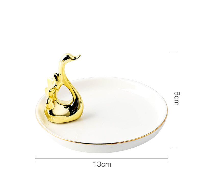 Elegant Gold Ceramic Jewelry Stand with Hanging Tray