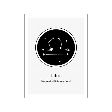 12 Constellation Canvas Art Print Mural Poster
