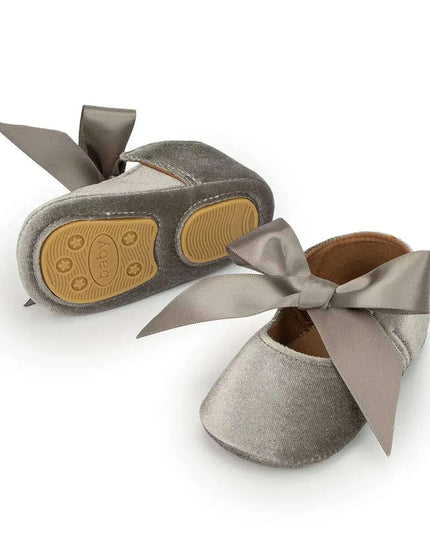 Adorable Baby Girl Crib Shoes with Butterfly Knot - Non-slip Soft Cotton Rubber First Walkers