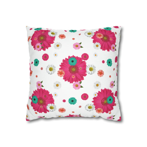 Pink Daisy Bloom Throw Pillow Cover with Zipper Closure