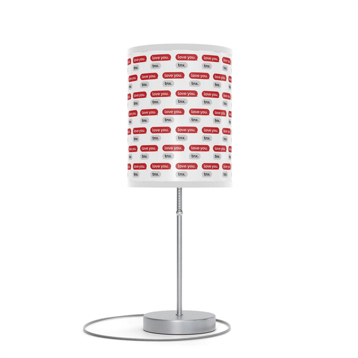 Elite Valentine Love Text Steel Base Table Lamp with Customizable High-Res Printed Shade - Personalized Luxury Lighting Solution