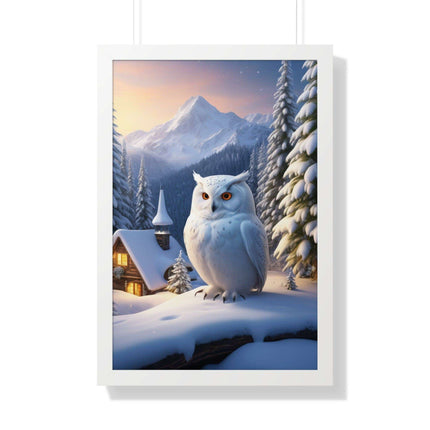 Sustainable Winter Owl Framed Wall Art: Elegant Eco-Friendly Decor for Your Home